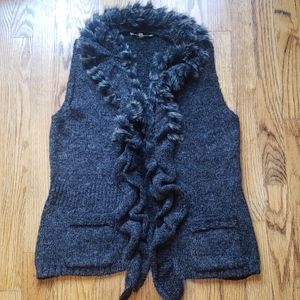 Faux For trimmed sweater vest